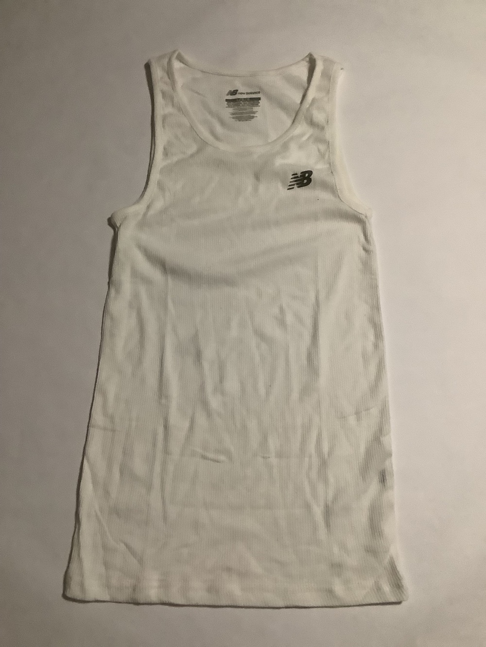 New Balance White Ribbed Tank Top with Gray Logo